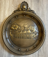 2 HOMCO Patriotic Independence Hall Mount Vernon Wall Decor Brown Gold VTG 60s