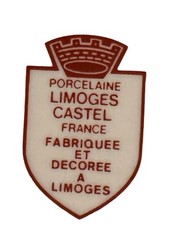 Limoges Castel France Black Porcelain Trinket Vanity Tray Gold Floral 9″ Scallop