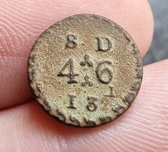 Georgian Coin Weight 4s 6d Metal Detecting Find Antique 18th Century 1.45g