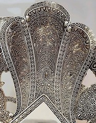 Rare Persian Silver Filigree Rectangular Bowl Handcrafted Decorative 15″L EC