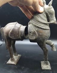 Unseen Very Unsual Late Mughail Period Antique Jewellery Box Bronze Horse Satute