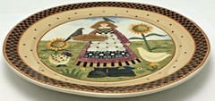 Williraye Studio Plate Girl Holding Pie 1999 Fall Birds Sunflowers Farm Lady