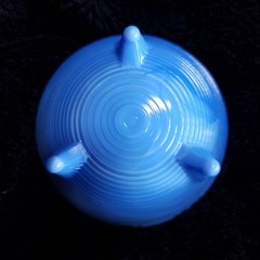 Vintage AKRO Agate Slag Footed Blue Trinket Dish Bowl with Lid 3.5″ x 3″