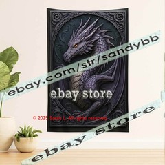 Purple Dragon Relief Tapestry 3D look Wall Art fantasy decor 39X59 in