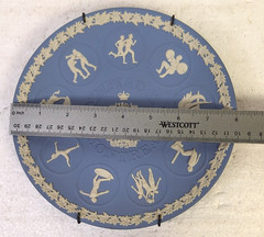 Wedgwood Assorted Lot Of 9 Pieces Blue Jasperware Montreal Olympics Plate, Vase