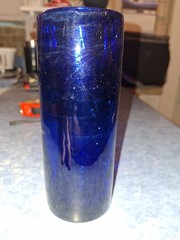 Vintage Hand Blown Cobalt Blue Glass Bud Flower Vase Cylindrical