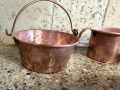 Vintage Copper Kitchenware Lot Small Cup Pot Pan Funnel Kettle