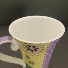 Hues & Brews Lyria Saffron Art Yellow Purple Boho Floral Latte Mug 10 oz