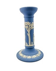 Vintage Wedgwood Blue & White Jasperware Candlestick Neoclassical Style England