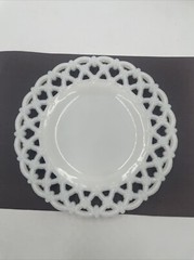 6 Westmoreland White Milk Glass Open Lace Reticulated Edge Heavy 8.5” Plate Set!
