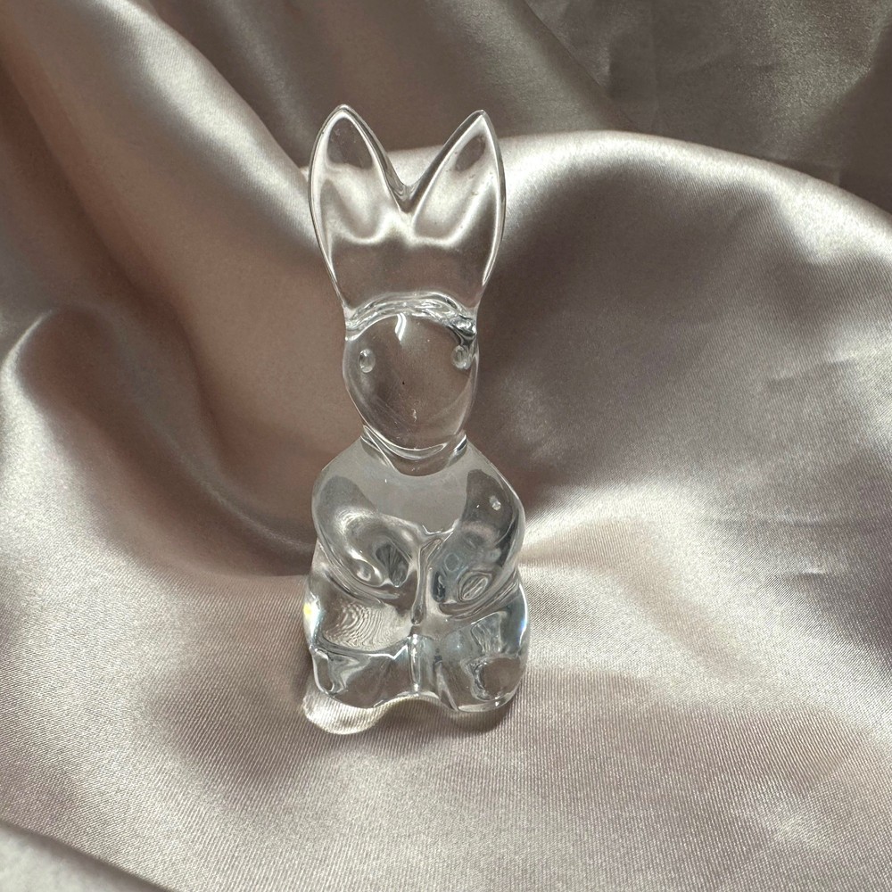 Baccarat France Clear Spinning Crystal Rabbit Bunny Figurine Signed