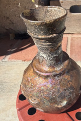 Authentic Ancient Roman Iridescent Ribbed Glass Vessel – Purple Iridescence