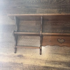 Vtg XL LARGE Wood Heart Shaped Shelf Hooks 90s Cottage Country Granny Core 48×18