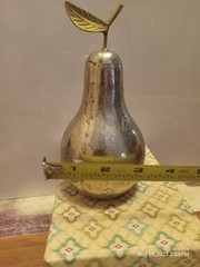 Tozai Home Tin Wrapped Textued Pear Brass Stem And Leaf Silver Tone W/nails