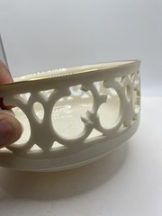 Lenox Ivory Pierced Bowl w/ Gold Trim Openwork Design – Small Crack – AS IS