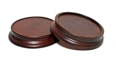 Wood Bases Display Stands Mahogany Stain Round Set 2