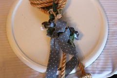 Vintage Swedish Love Knot Hand Made With Blue Ribbon and Blue & White Flowers