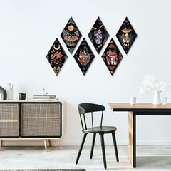 6 Pieces Gothic Wall Decor Boho Sun Moon Phases Wall Art Gothic Minimalist St…
