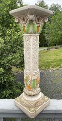 Vintage 20th C Plaster Neoclassical Jardiniere Pedestal Stand 9 Muses Garden Art
