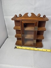Vintage Miniture Wood Footed Curio Cabinet, with 3 Shelves 8.5″x7″x2″