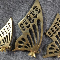 VTG MCM LOT Homco Brass Butterfly Flowers Gold Metal Wall Sconces & Art Decor