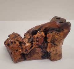 GLASS BARON burl wood display stand only sculptural dark brown