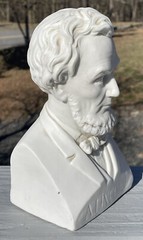 Antique Rare 19th C European Porcelain Bisque Parian Ware Bust Abraham Lincoln