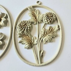 Vintage Sexton Metal Craft Wall Art Wild Flowers Floral Ovals 1970s/80s