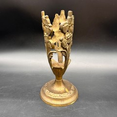 Vintage Art Nouveau Brass Candle Vase Holder Floral Decorative Ornate Display