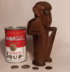 1900s PALAU vtg 7″ wood statue pacific island tiki god seashell eyes fetish art