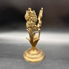 Vintage Art Nouveau Brass Candle Vase Holder Floral Decorative Ornate Display