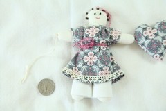 Handmade Cloth Doll Heart Decoration Craft Cottage Decor Country Friendship