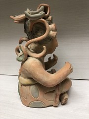 Antique Pre-Columbian Maya Mexican Red Clay Terracotta Pottery Figurine 9”
