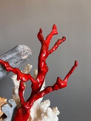 Vintage Italian Baroque Grotto Style Giltwood Faux Red Coral & Driftwood Article