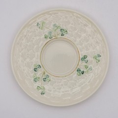 VTG Belleek Shamrock Basketweave Pattern Parian China Teacup & Saucer 1946-1981