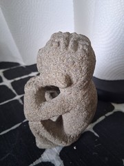 Pre-Columbian Carved Basalt Sqauting & Smoking Sukia ~ Costa Rica C. 800-1200 AD