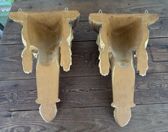Pair Vintage Italian Borghese Wall Shelves Gold Gilt Florentine Neoclassical 17”