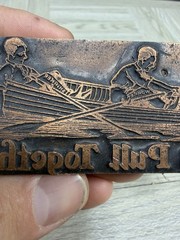 Copper Plated Wood Print Ink Block Boat Nautical Rowing Let’s Pull Together