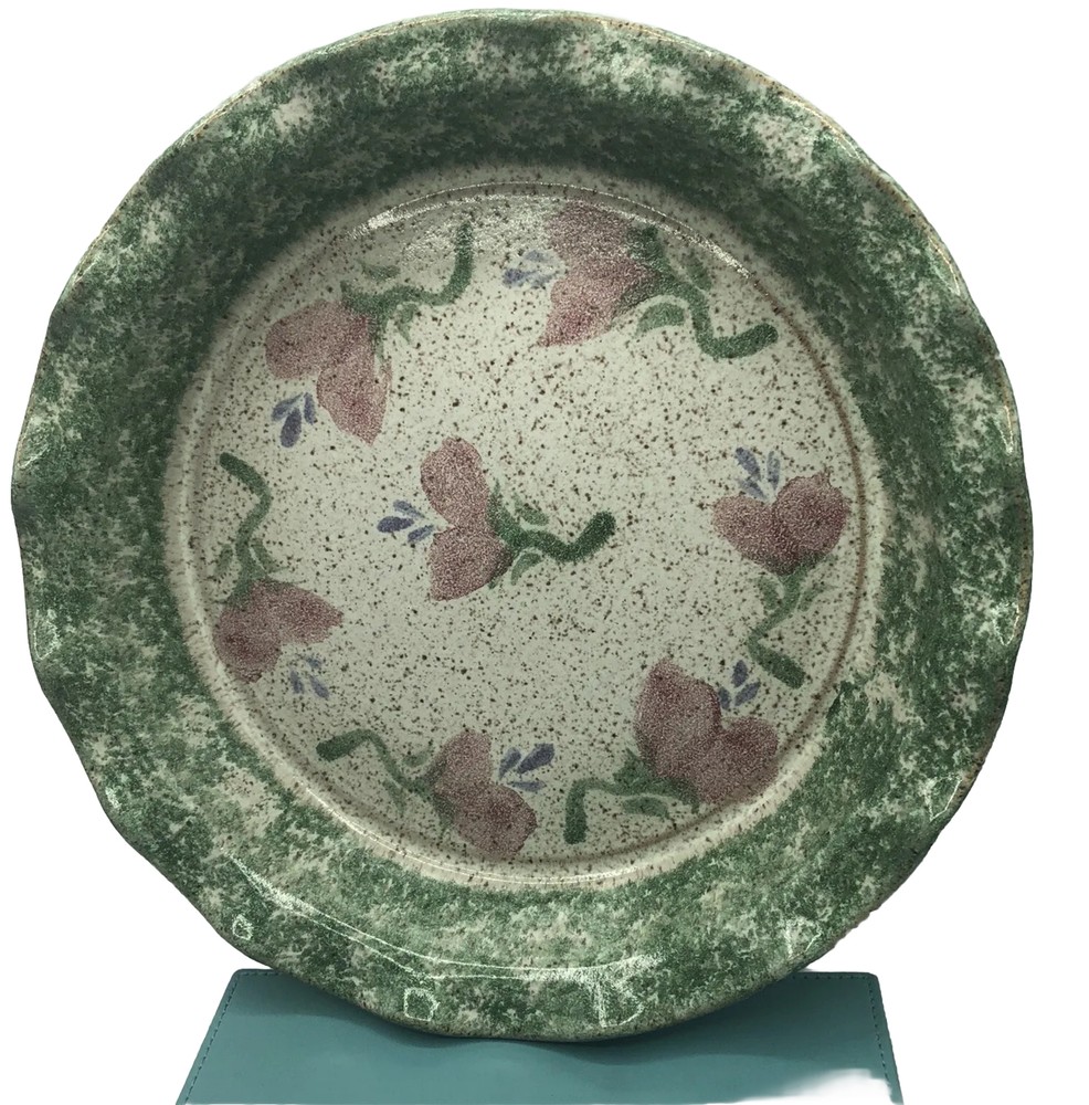 Original Parsley Artisan Pottery Magnolia Baking Pie Plate Fun