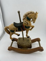 Vintage Willitts Melodies Rocking Ceramic Horse Music Box Carousel Waltz