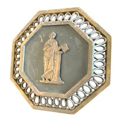 Vintage Greek Mythology Relief Plaques Set Of 6 Octagonal Brass Wall Decor