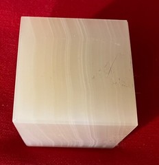 Vintage White Onyx Alabaster Stone Square Display Stand or Base Cube Paperweight