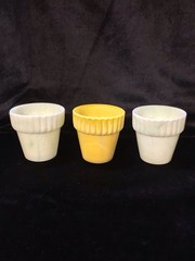 3-AKRO AGATE SLAG GLASS UV LIGHT REACTIVE 2.5” MINI RIBBED FLOWER POTS