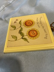 Vintage Hallmark Friendship Wall Plaque Smiling Anthropomorphic Sunflowers Bees
