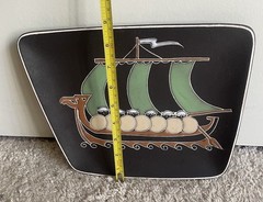 MCM Mid Century Trifa Pottery Viking Vintage Plaque Tray Art 1096 Norway AWF