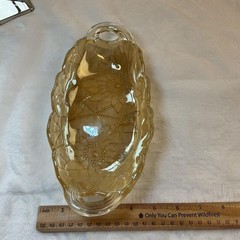 Vintage Carnival Glass 70’s gold Tray Sunflower Candy Dish Bowl