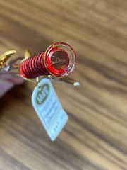 Small Glass Sword Eye of The Dragon Figurine Crystal & 22Kt Gold Goth Devil Wing