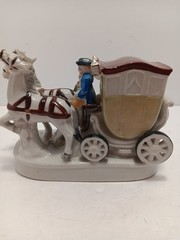 Hand Painted Porcelain Stagecoach W/Passengers Figurine Made In Japan 6.5″L