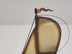 Metal Brass Sailboat Sculpture on Quartz Base Signed DeMott 9.5 in Nautical
