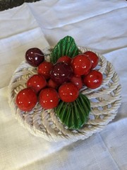 Handsome 3 D Cherry Dish, Marked lassako Italy, Could Be Hung On Wall